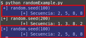 RNG con el mismo estado interno generan la misma secuencia de números