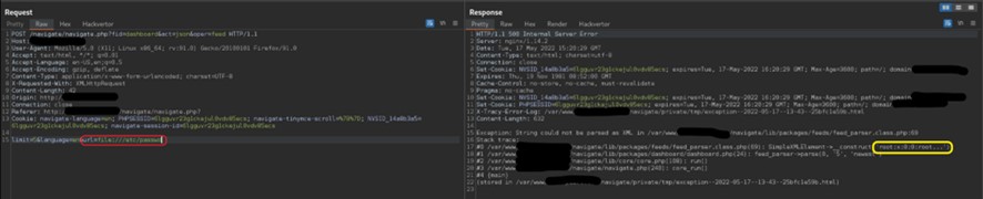 Solicitando el fichero passwd del servidor vulnerable